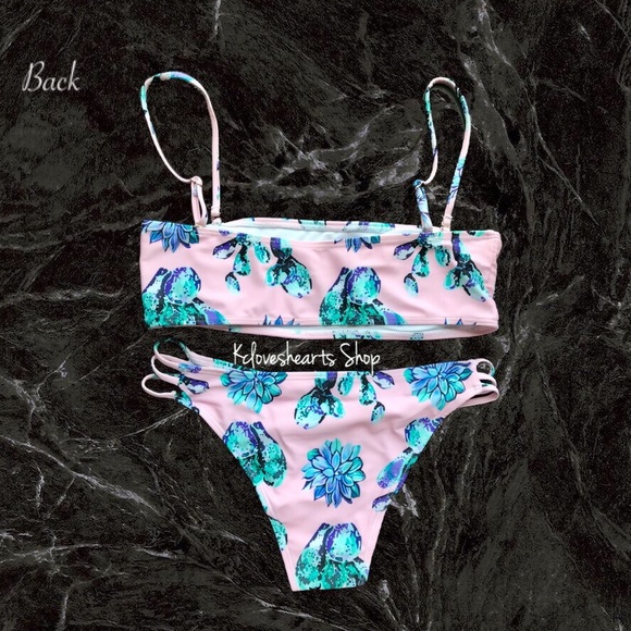 Bandeau Desert Floral Printed Bikini Set - Picture 2 of 2